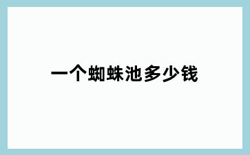 一个蜘蛛池多少钱