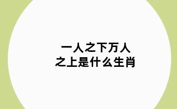 一人之下万人之上是什么生肖