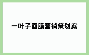 一叶子面膜营销策划案