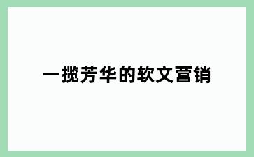 一揽芳华的软文营销