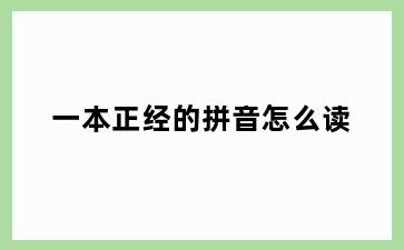 一本正经的拼音怎么读