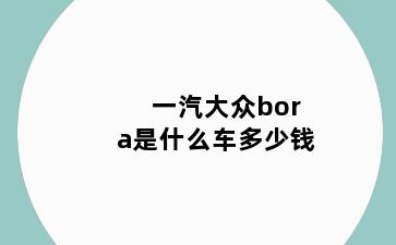 一汽大众bora是什么车多少钱