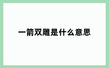 一箭双雕是什么意思