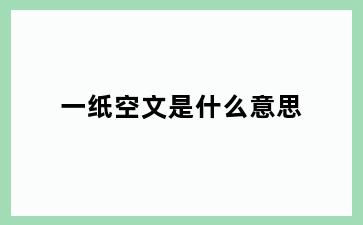 一纸空文是什么意思