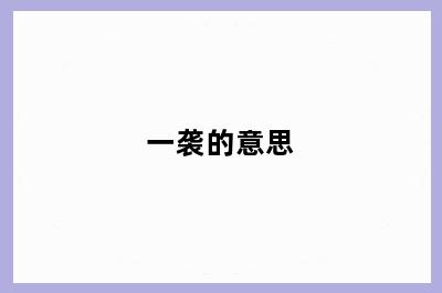 一袭的意思