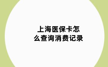 上海医保卡怎么查询消费记录
