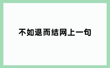 不如退而结网上一句