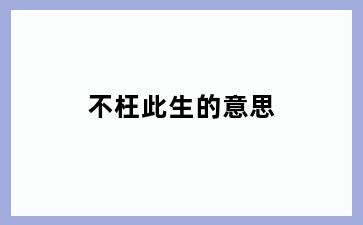 不枉此生的意思
