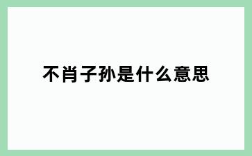不肖子孙是什么意思