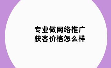 专业做网络推广获客价格怎么样
