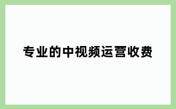 专业的中视频运营收费