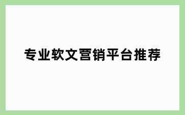 专业软文营销平台推荐