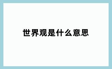 世界观是什么意思