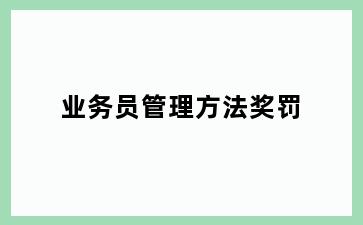业务员管理方法奖罚