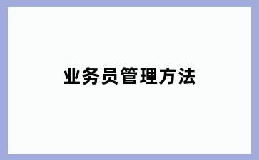 业务员管理方法