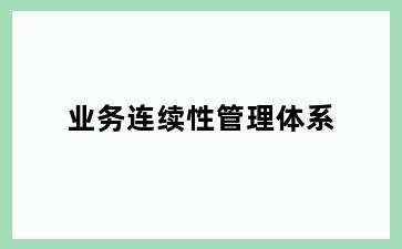 业务连续性管理体系