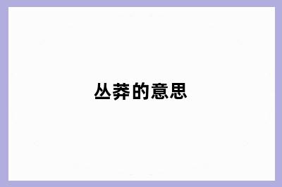 丛莽的意思