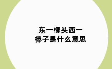 东一榔头西一棒子是什么意思