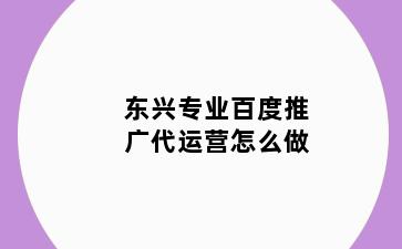 东兴专业百度推广代运营怎么做