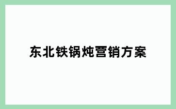 东北铁锅炖营销方案