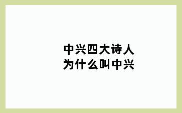 中兴四大诗人为什么叫中兴