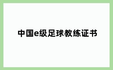 中国e级足球教练证书