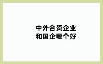 中外合资企业和国企哪个好