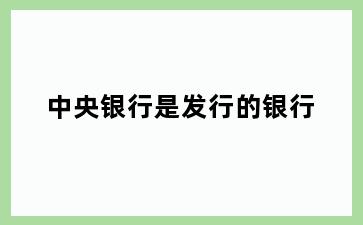 中央银行是发行的银行