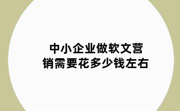 中小企业做软文营销需要花多少钱左右