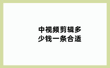 中视频剪辑多少钱一条合适