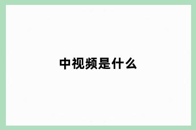 中视频是什么