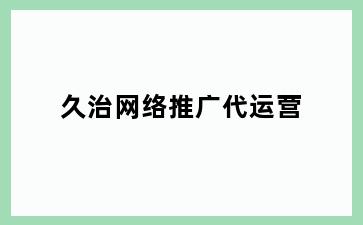 久治网络推广代运营