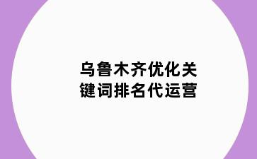 乌鲁木齐优化关键词排名代运营