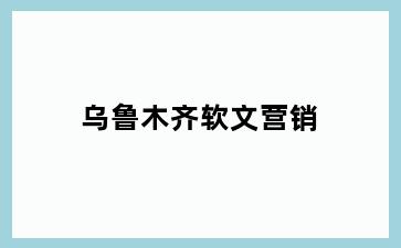 乌鲁木齐软文营销