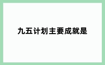 九五计划主要成就是