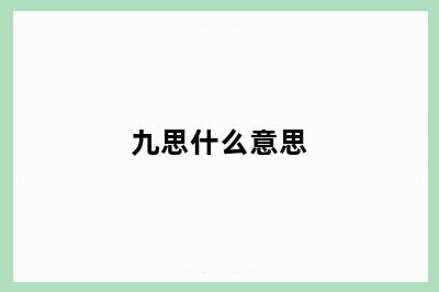 九思什么意思
