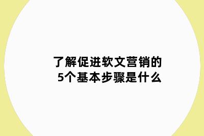 了解促进软文营销的5个基本步骤是什么