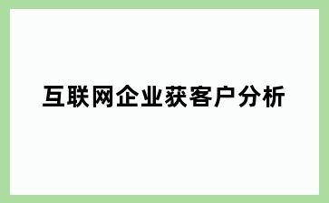 互联网企业获客户分析