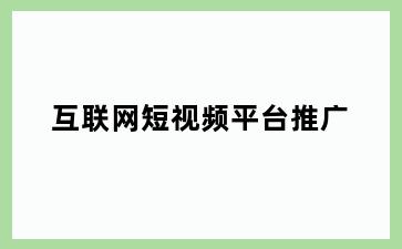 互联网短视频平台推广