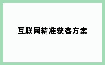 互联网精准获客方案