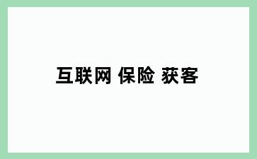 互联网 保险 获客