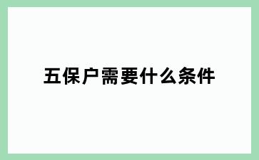 五保户需要什么条件