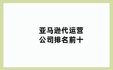 亚马逊代运营公司排名前十