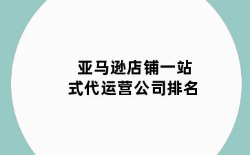 亚马逊店铺一站式代运营公司排名