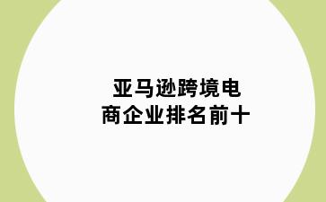 亚马逊跨境电商企业排名前十