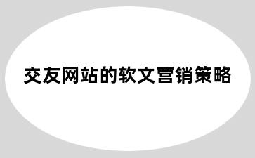交友网站的软文营销策略