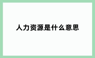 人力资源是什么意思