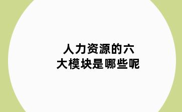 人力资源的六大模块是哪些呢