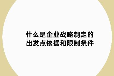 什么是企业战略制定的出发点依据和限制条件