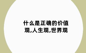 什么是正确的价值观,人生观,世界观